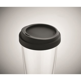 Vaso de cristal con tapa de silicona publicitario